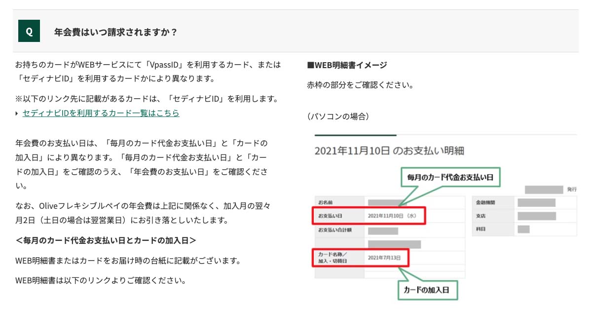 三井住友カード・年会費はいつ請求されますか？